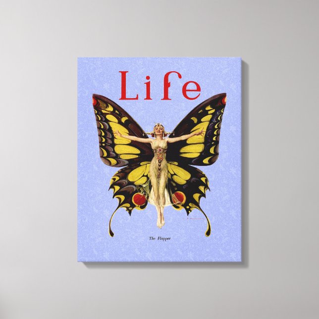 Impressão Em Tela Ilustração da Mulher Voadora Flapper Butterfly (Frente)