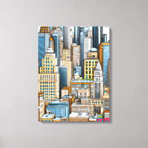 Impressão Em Tela Ilustração da paisagem urbana de Nova York