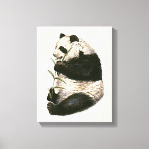 Impressão Em Tela Ilustração da panda gigante que alimenta no bamb