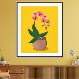 Impressão Em Tela Ilustração das Orquídeas Modernas do Século médio