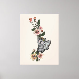 Impressão Em Tela Ilustração De Aquarela De Beary Koala Botânica Cut