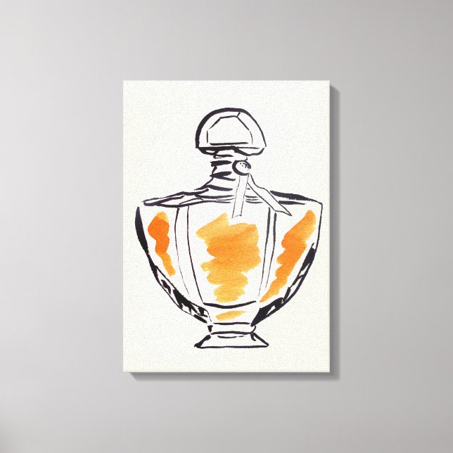 Impressão Em Tela Ilustração de aquarela de moda de garrafa de perfu (Frente)