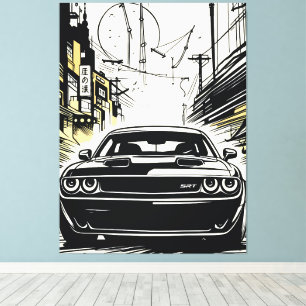 Impressão Em Tela Ilustração de Arte Pop de Carro Musculoso Moderno 