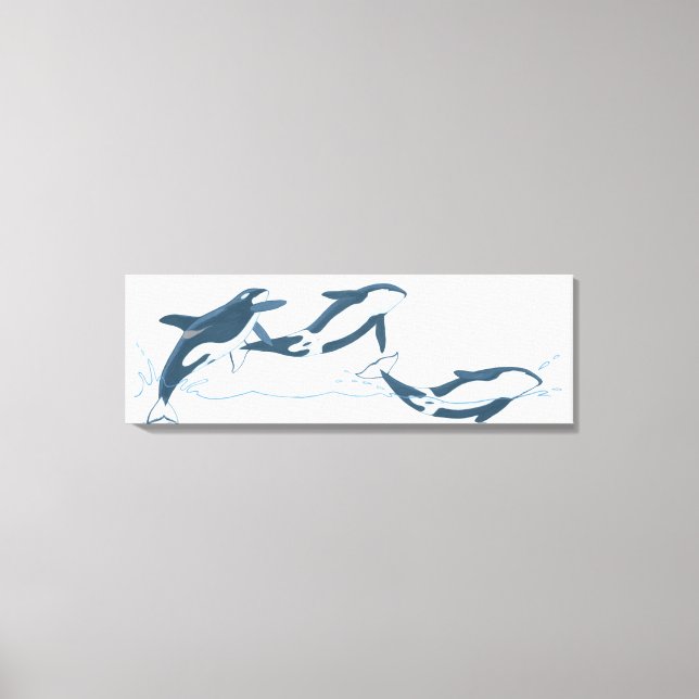 Impressão Em Tela Ilustração de Baleias Assassinas (Orcinus orca) (Frente)