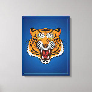 Impressão Em Tela Ilustração de Cabeça de Tigre Feroz-24327