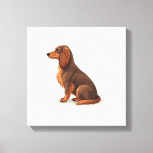 Impressão Em Tela Ilustração de cachorro Dachshund de pelo longo vin