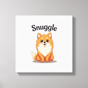 Impressão Em Tela Ilustração de cachorro fofo Pomeranian Snuggle Vin