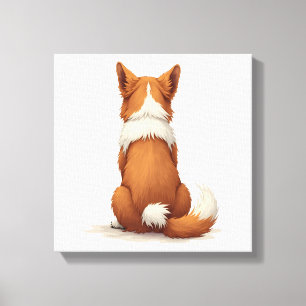 Impressão Em Tela Ilustração de Cachorro Vista Posterior Vintage em 