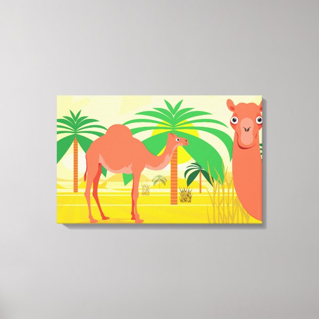 Impressão Em Tela Ilustração de Camelos (Frente)
