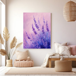 Impressão Em Tela Ilustração de Campo de Flores de lavanda