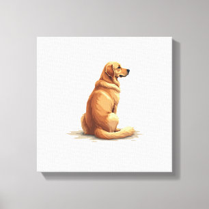 Impressão Em Tela Ilustração de Cão com Vista Posterior de Golden Re