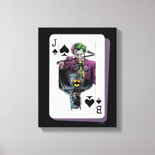 Impressão Em Tela Ilustração de Carta de Baralho do Coringa e Batman