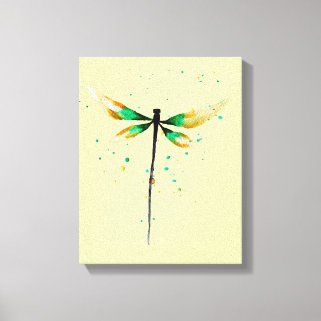 Impressão Em Tela Ilustração de cor de água doce Dragonfly (Frente)