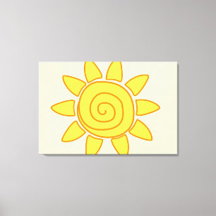 Impressão Em Tela Ilustração de crianças fofas desenhando o sol