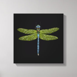 Impressão Em Tela Ilustração de Dragonfly sobre fundo preto