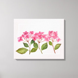 Impressão Em Tela Ilustração de Lacecaps de Hydrangea Pink de Aquare