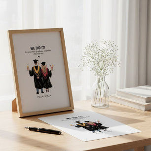 Impressão Em Tela Ilustração de Lembrança de Formatura de Casal Nós 