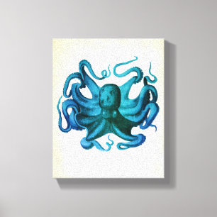 Impressão Em Tela Ilustração de Octopus de Aquarela