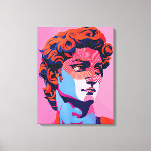 Impressão Em Tela Ilustração de Pop de arte Michelangelo David Neon
