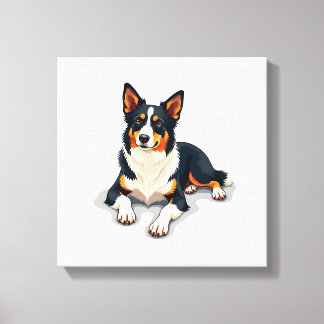 Impressão Em Tela Ilustração de retrato de Border Collie Tricolor Vi