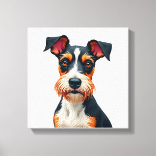 Impressão Em Tela Ilustração de retrato de cachorro colorido retrô V