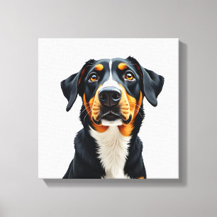 Impressão Em Tela Ilustração de retrato de cachorro colorido retrô V