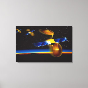 Impressão Em Tela Ilustração de satélites no horizonte da Terra