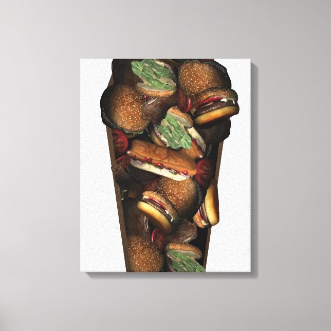 Impressão Em Tela Ilustração de um caixão cheio de comida rápida (Frente)