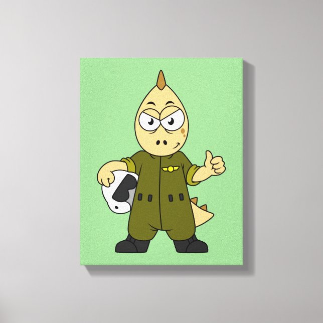 Impressão Em Tela Ilustração De Um Piloto De Jato De Allosaurus. (Frente)