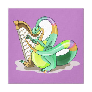Impressão Em Tela Ilustração De Um Plateossauro Jogando A Harpa.