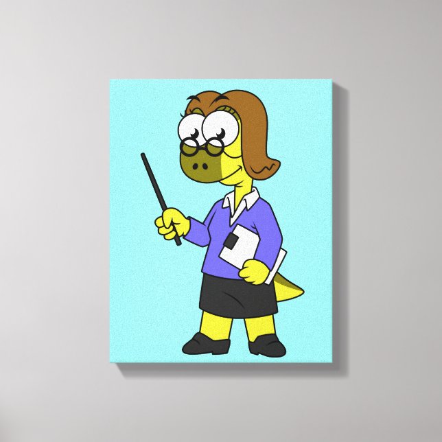 Impressão Em Tela Ilustração De Um Professor De Paquicéfalossauro. (Frente)