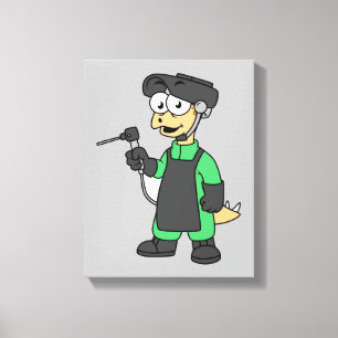 Impressão Em Tela Ilustração De Um Soldador De Estegossauro.