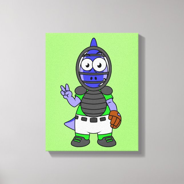 Impressão Em Tela Ilustração De Uma Caçadora De Basebol De Parasauro (Frente)