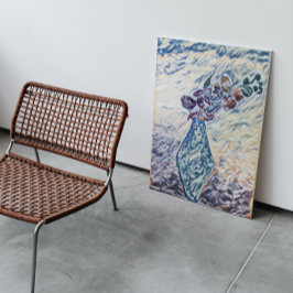 Impressão Em Tela Ilustração de Vaso Floral Texturizado Clássico