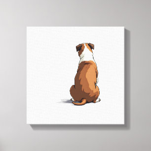 Impressão Em Tela Ilustração de Vista Posterior de Bulldog Vintage A
