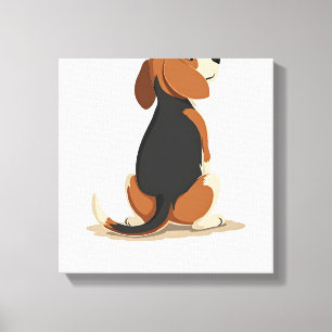 Impressão Em Tela Ilustração de Vista Posterior de Cachorro Beagle V