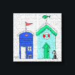 Impressão Em Tela Ilustração do Beach Huts 2<br><div class="desc">Costeira e tropical</div>