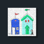 Impressão Em Tela Ilustração do Beach Huts 2<br><div class="desc">Costeira e tropical</div>