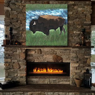 Impressão Em Tela Ilustração do Bison de Buffalo Americano