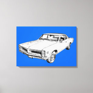 Impressão Em Tela Ilustração do Carro Pontiac Lemans 1966