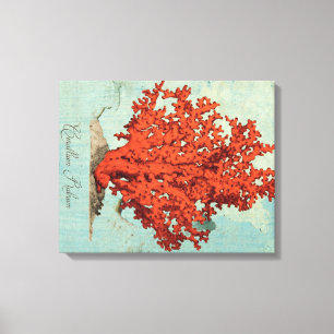 Impressão Em Tela Ilustração do coral vermelho do vintage