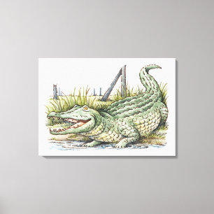 Impressão Em Tela Ilustração do jacaré na costa