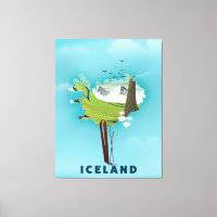 Ilustração do mapa da Islândia, pôster de viagem.