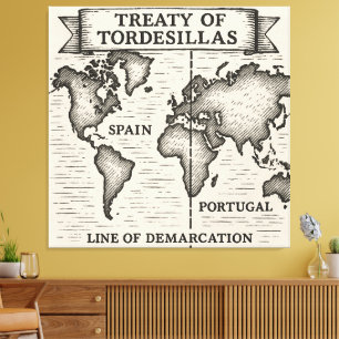 Impressão Em Tela Ilustração do Mapa de Tinta Negra do Tratado de To