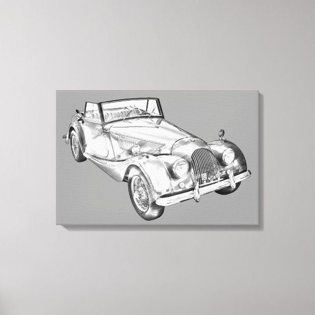 Impressão Em Tela Ilustração do Morgan Plus 4 Sports Car 1964 (Frente)