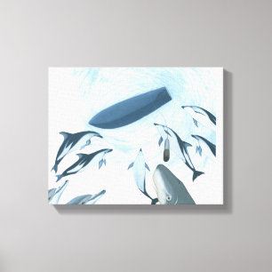 Impressão Em Tela Ilustração dos golfinhos que olham acima em um