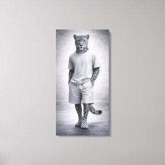Impressão Em Tela Ilustração Minimalista de Streetwear de Leopardo-d