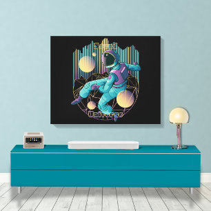 Impressão Em Tela Ilustração Moderna de Astronauta Techno