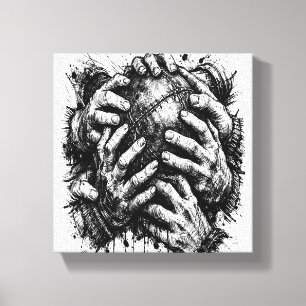 Impressão Em Tela Ilustração Orkney Dark Art Ink – Mãos que Agarram