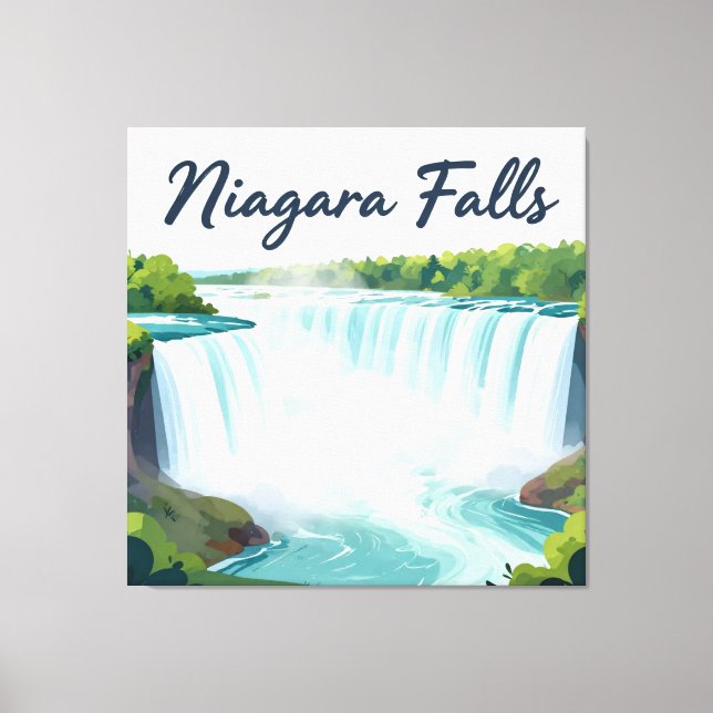 Impressão Em Tela Ilustração Paisagística Pintura das Cataratas do N (Frente)